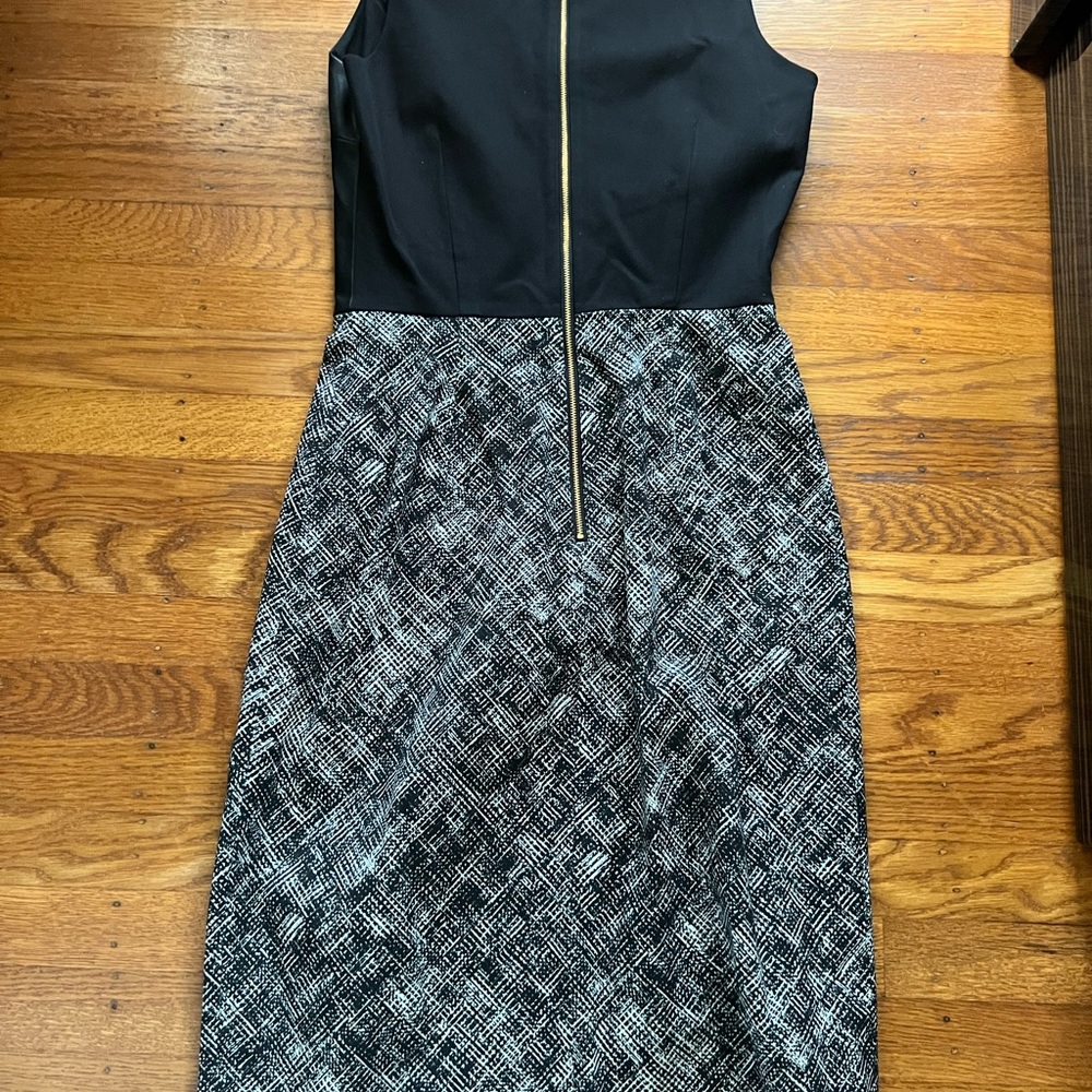 NWT Banana Republic Black and White Dress w/Faux Leather Top. Size 8 Tal… - Picture 2 of 3